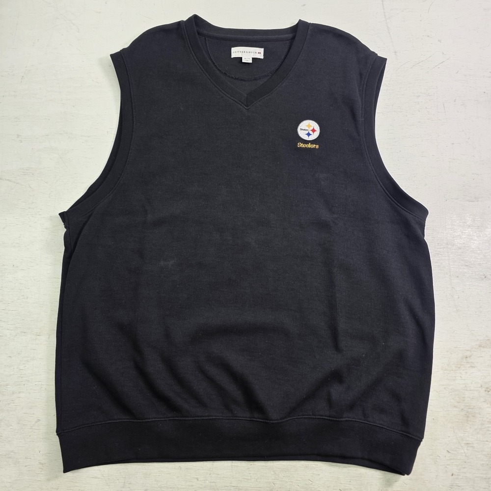 Pittsburgh Steelers NFL Cutter & Buck V-Neck Sweater Vest Pullover Mens XL NWOT